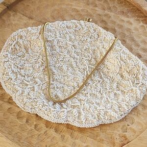 La Regale Ltd Beaded & Sequined Evening Bag with Gold tone Chain Coquette Bridal